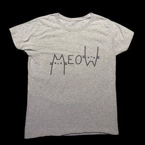 Gray T-Shirt with Meow Graphic